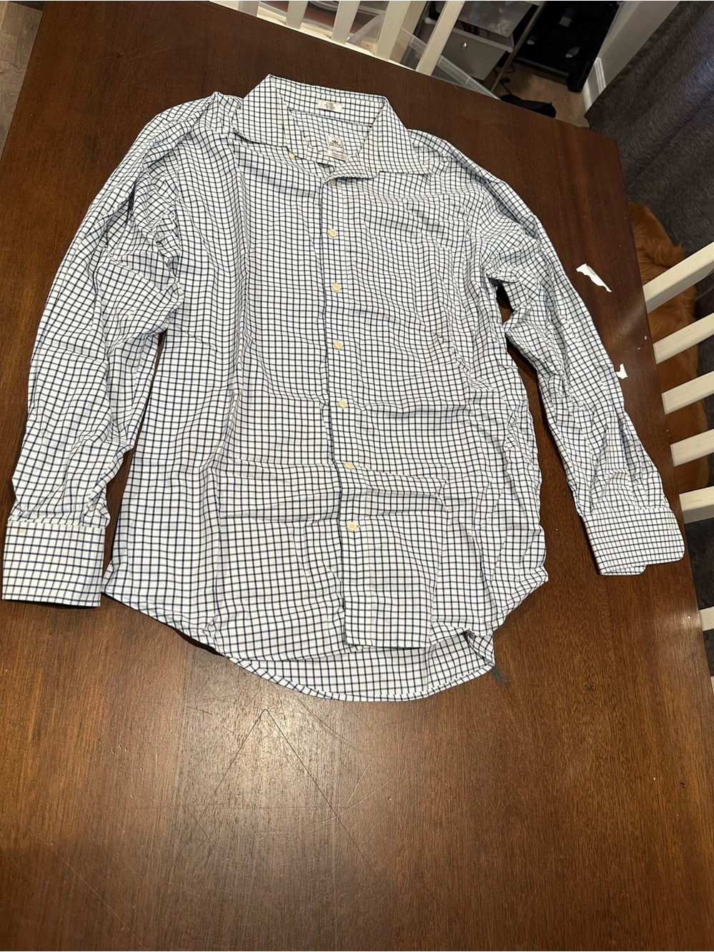 Peter Millar White & Navy Check Dress Shirt